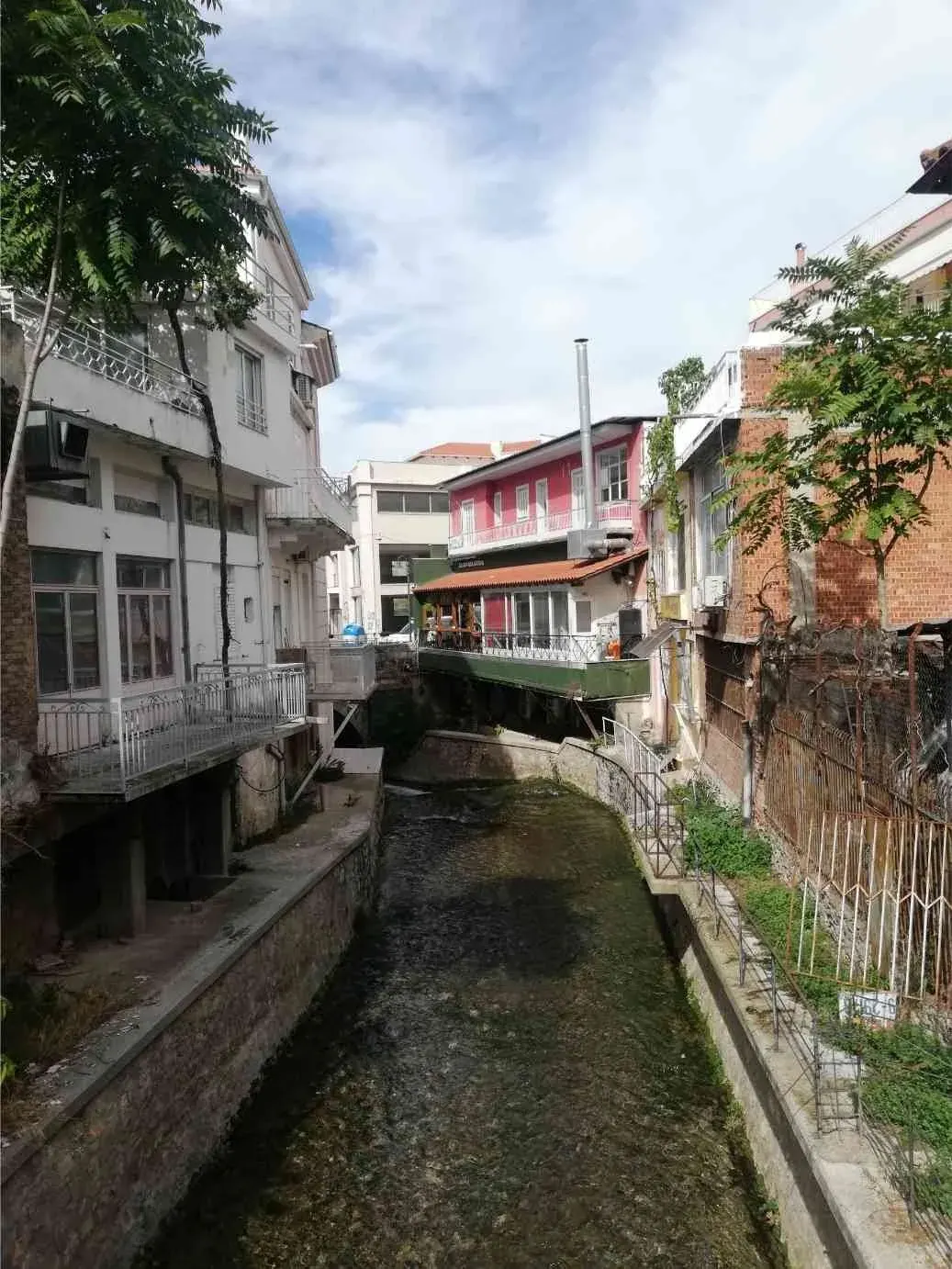 The Erkina River between town buildings