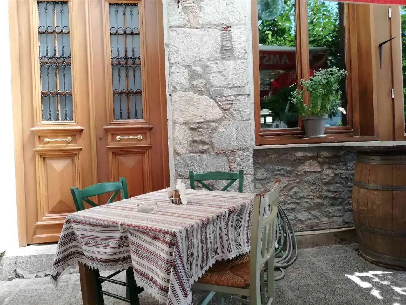 A table outside a taverna in Livadia