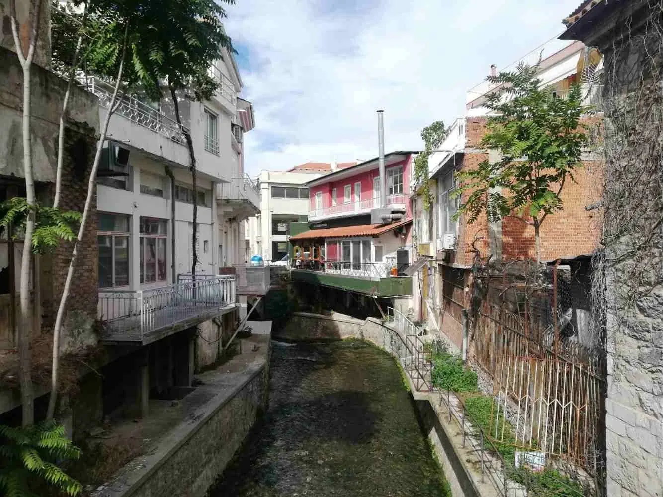 Buildings beside the Erkina River in central Livadia