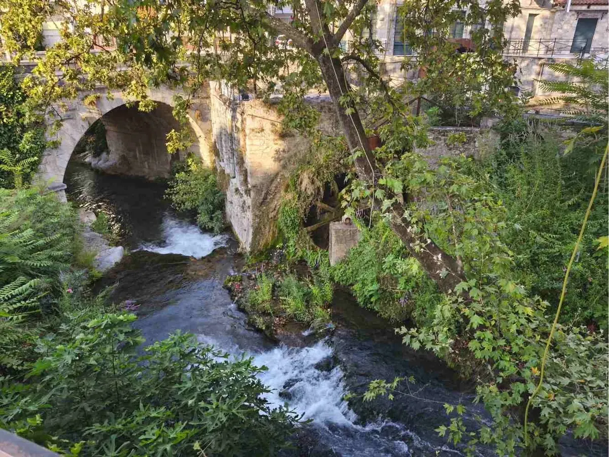 The Erkina River and stone bridge in Livadia