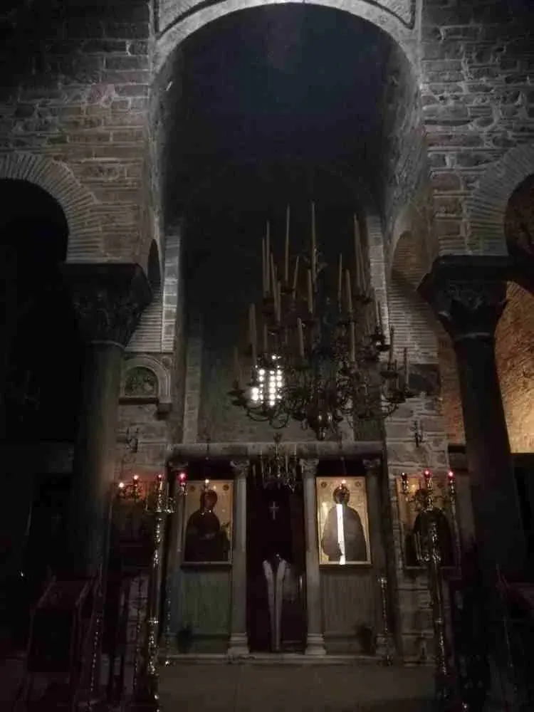 Inside the monastery church at Hosios Loukas