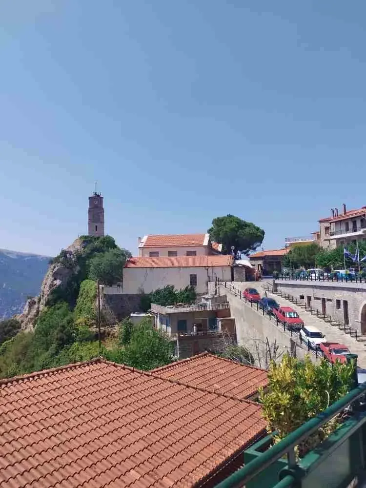 Arachova and its clock tower