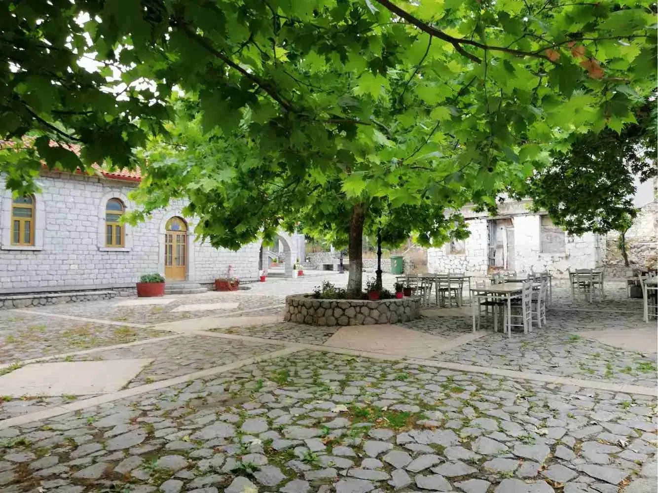 Village square in Agia Anna, Boeotia