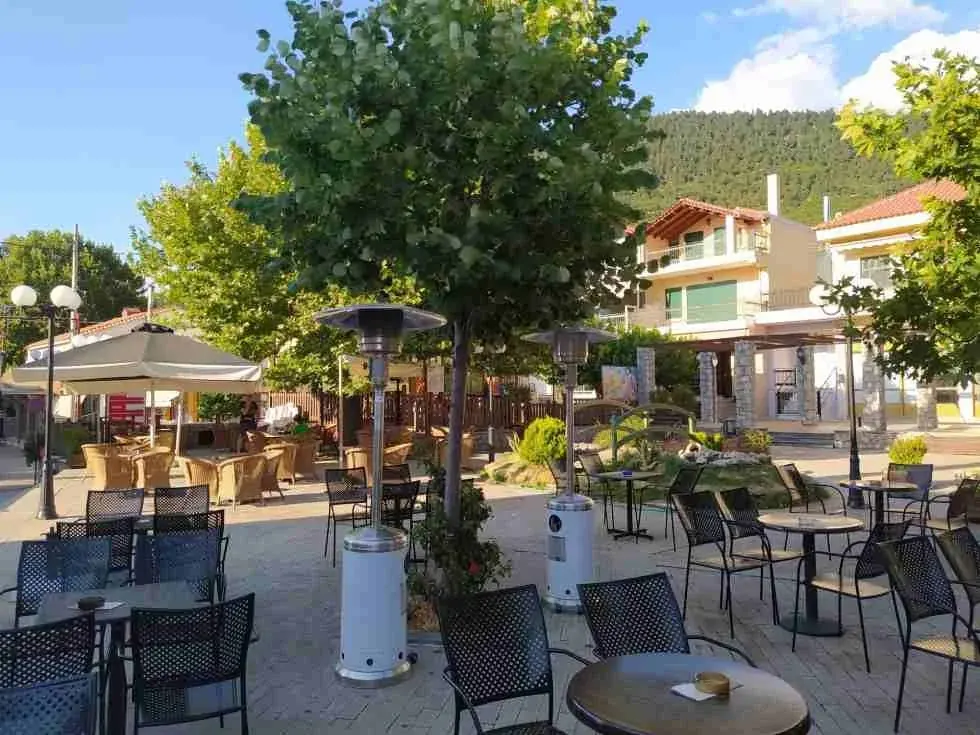 Village square in Kyriaki, Boeotia